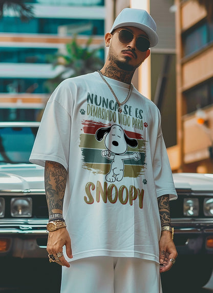 Mens Printed Snoopy Oversize T-Shirt