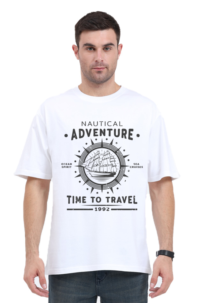 Mens Printed Time To Travel Oversized T-Shirt