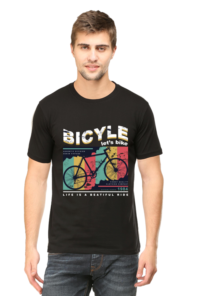 Bicycle Printed Round Neck Tshirt