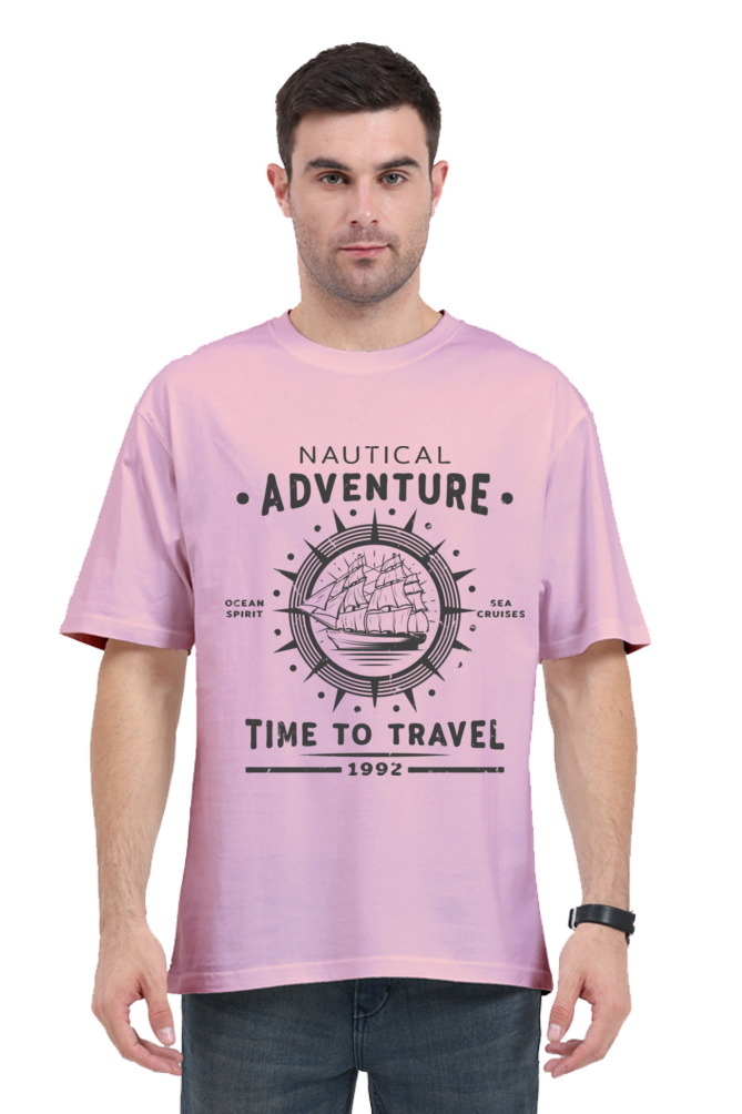 Mens Printed Time To Travel Oversized T-Shirt